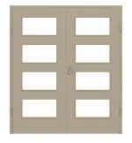 Frontansicht von Doppelflügeltür LA 9 Cotton like Taupe Basic inkl. Zarge - Huga