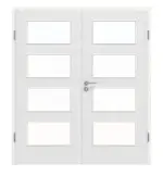 Frontansicht von Doppelflügeltür LA 9 Cotton like Weiß Basic inkl. Zarge - Huga