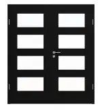 Frontansicht von HÖRMANN Doppelflügeltür Ultramatt Schwarz Proline Concepto mit Lichtausschnitt LA 9 mit Zarge