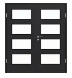 Frontansicht von HÖRMANN Doppelflügeltür Schiefer Schwarz Proline Concepto mit Lichtausschnitt LA 9 mit Zarge