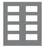 Frontansicht von Doppelflügeltür LA 9 Ultramatt Hygge Grau Basic inkl. Zarge - Huga