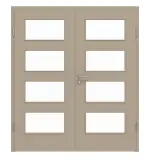 Frontansicht von Doppelflügeltür LA 9 Ultramatt Taupe ProLine inkl. Zarge - Hörmann