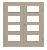 Frontansicht von Doppelflügeltür LA 9 Ultramatt Taupe Basic inkl. Zarge - Huga