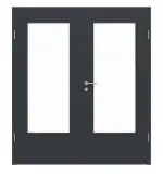 Frontansicht von Doppelflügeltür DIN-LA Cotton like Anthrazit Basic inkl. Zarge - Huga