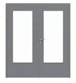 Frontansicht von Doppelflügeltür LA-DIN Cotton like Hygge Grau Basic inkl. Zarge - Huga