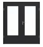 Frontansicht von HÖRMANN Doppelflügeltür Schiefer Schwarz Proline Concepto mit Lichtausschnitt LA-DIN mit Zarge