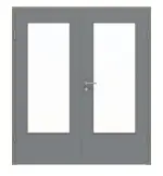 Frontansicht von Doppelflügeltür LA-DIN Ultramatt Hygge Grau Basic inkl. Zarge - Huga