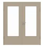 Frontansicht von Doppelflügeltür DIN-LA Ultramatt Taupe Basic inkl. Zarge - Huga