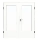 Frontansicht von Doppelflügeltür DIN-LA Ultramatt Weiß Basic inkl. Zarge - Huga