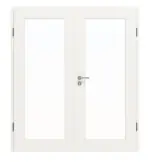 Frontansicht von JELD-WEN Doppelflügeltür Contour 1F Brillantweiß ähnlich RAL 9016 ExpertLack mit Lichtausschnitt LA-1G mit Zarge