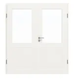 Frontansicht von JELD-WEN Doppelflügeltür Contour 2F Brillantweiß ähnlich RAL 9016 ExpertLack mit Lichtausschnitt LA-1G mit Zarge