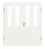 Frontansicht von JELD-WEN Doppelflügeltür Contour 4F Brillantweiß ähnlich RAL 9016 ExpertLack mit Lichtausschnitt LA-2G mit Zarge