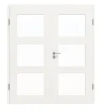 Frontansicht von JELD-WEN Doppelflügeltür Contour 3FG Brillantweiß ähnlich RAL 9016 ExpertLack mit Lichtausschnitt LA-3G mit Zarge