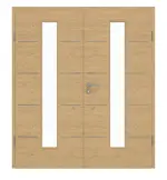 Frontansicht von GARANT Doppelflügeltür Corona 730 Quer Authentic Asteiche CePaL mit Lichtausschnitt LA-4 mittig mit Zarge