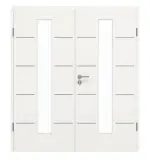 Frontansicht von GARANT Doppelflügeltür Corona 730 Quer Authentic Bianco CePaL mit Lichtausschnitt LA-4 mittig mit Zarge