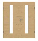 Frontansicht von GARANT Doppelflügeltür Corona 732 Quer Authentic Asteiche CePaL mit Lichtausschnitt LA-4 mittig mit Zarge