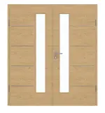 Frontansicht von GARANT Doppelflügeltür Corona 734 Quer Authentic Asteiche CePaL mit Lichtausschnitt LA-4 schlossseitig mit Zarge