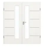 Frontansicht von GARANT Doppelflügeltür Corona 734 Quer Authentic Bianco CePaL mit Lichtausschnitt LA-4 schlossseitig mit Zarge