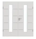 Frontansicht von GARANT Doppelflügeltür Corona 830 Silver Grey CePaL mit Lichtausschnitt LA-4 mittig mit Zarge