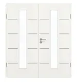 Frontansicht von GARANT Doppelflügeltür Corona 830 Authentic Bianco CePaL mit Lichtausschnitt LA-4 mittig mit Zarge