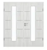 Frontansicht von GARANT Doppelflügeltür Corona 830 Authentic Grigio CePaL mit Lichtausschnitt LA-4 mittig mit Zarge