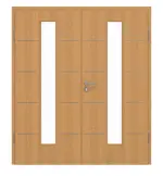 Frontansicht von GARANT Doppelflügeltür Corona 830 Eiche Premium CePaL mit Lichtausschnitt LA-4 mittig mit Zarge