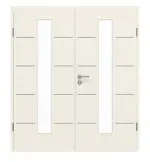 Frontansicht von GARANT Doppelflügeltür Corona 830 Weißlack 9010 CePaL mit Lichtausschnitt LA-4 mittig mit Zarge