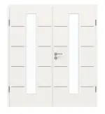 Frontansicht von GARANT Doppelflügeltür Corona 830 Weißlack 9016 CePaL mit Lichtausschnitt LA-4 mittig mit Zarge
