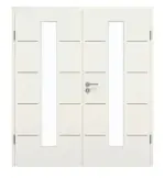 Frontansicht von GARANT Doppelflügeltür Corona 830 Weiß Struktur Premium CePaL mit Lichtausschnitt LA-4 mittig mit Zarge