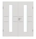 Frontansicht von GARANT Doppelflügeltür Corona 832 Silver Grey CePaL mit Lichtausschnitt LA-4 mittig mit Zarge