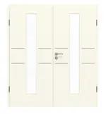 Frontansicht von GARANT Doppelflügeltür Corona 832 Snow White CePaL mit Lichtausschnitt LA-4 mittig mit Zarge