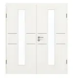 Frontansicht von GARANT Doppelflügeltür Corona 832 Authentic Bianco CePaL mit Lichtausschnitt LA-4 mittig mit Zarge