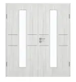 Frontansicht von GARANT Doppelflügeltür Corona 832 Authentic Grigio CePaL mit Lichtausschnitt LA-4 mittig mit Zarge