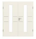 Frontansicht von GARANT Doppelflügeltür Corona 832 Weißlack 9010 CePaL mit Lichtausschnitt LA-4 mittig mit Zarge