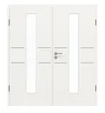 Frontansicht von GARANT Doppelflügeltür Corona 832 Weißlack 9016 CePaL mit Lichtausschnitt LA-4 mittig mit Zarge