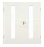 Frontansicht von GARANT Doppelflügeltür Corona 832 Weiß Struktur Premium CePaL mit Lichtausschnitt LA-4 mittig mit Zarge