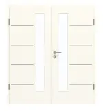 Frontansicht von GARANT Doppelflügeltür Corona 834 Pearl White CePaL mit Lichtausschnitt LA-4 schlossseitig mit Zarge