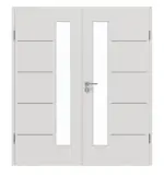 Frontansicht von GARANT Doppelflügeltür Corona 834 Silver Grey CePaL mit Lichtausschnitt LA-4 schlossseitig mit Zarge