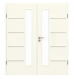 Frontansicht von GARANT Doppelflügeltür Corona 834 Snow White CePaL mit Lichtausschnitt LA-4 schlossseitig mit Zarge