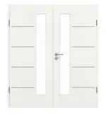 Frontansicht von GARANT Doppelflügeltür Corona 834 Authentic Bianco CePaL mit Lichtausschnitt LA-4 schlossseitig mit Zarge