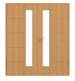 Frontansicht von GARANT Doppelflügeltür Corona 834 Eiche Premium CePaL mit Lichtausschnitt LA-4 schlossseitig mit Zarge