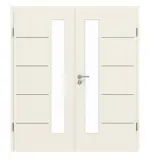 Frontansicht von GARANT Doppelflügeltür Corona 834 Weißlack 9010 CePaL mit Lichtausschnitt LA-4 schlossseitig mit Zarge