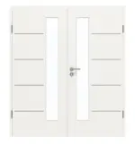 Frontansicht von GARANT Doppelflügeltür Corona 834 Weißlack 9016 CePaL mit Lichtausschnitt LA-4 schlossseitig mit Zarge