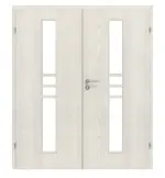 Frontansicht von CLASSEN Doppelflügeltür Demeter M1 Esche Weiß 3D Look mit Lichtausschnitt inkl. Zarge