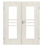 Frontansicht von CLASSEN Doppelflügeltür Demeter M2 Esche Weiß 3D Look mit Lichtausschnitt inkl. Zarge