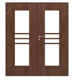 Frontansicht von CLASSEN Doppelflügeltür Demeter M2 Nuss Primo mit Lichtausschnitt inkl. Zarge