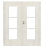 Frontansicht von CLASSEN Doppelflügeltür Demeter M3 Esche Weiß 3D Look mit Lichtausschnitt inkl. Zarge