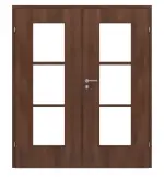 Frontansicht von CLASSEN Doppelflügeltür Demeter M3 Nuss Primo mit Lichtausschnitt inkl. Zarge