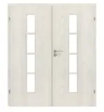 Frontansicht von CLASSEN Doppelflügeltür Demeter M4 Esche Weiß 3D Look mit Lichtausschnitt inkl. Zarge