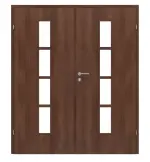 Frontansicht von CLASSEN Doppelflügeltür Demeter M4 Nuss Primo mit Lichtausschnitt inkl. Zarge